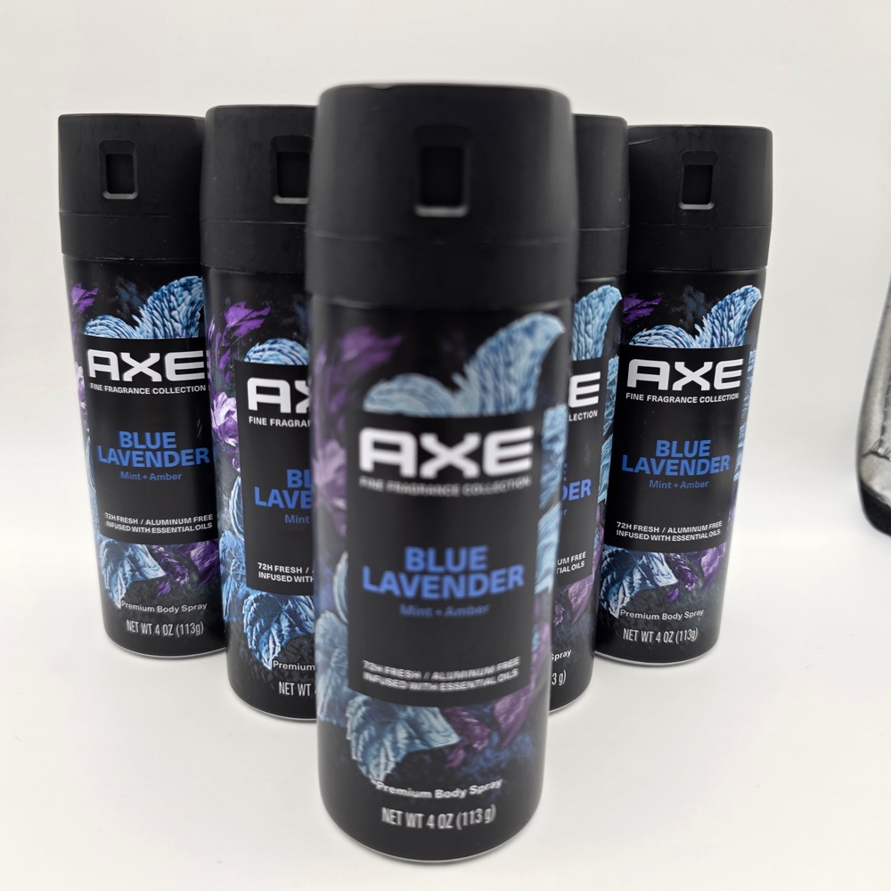 Axe Fine Fragrance Collection Blue Lavender Body Spray 4oz 5 Pack Mint Amber